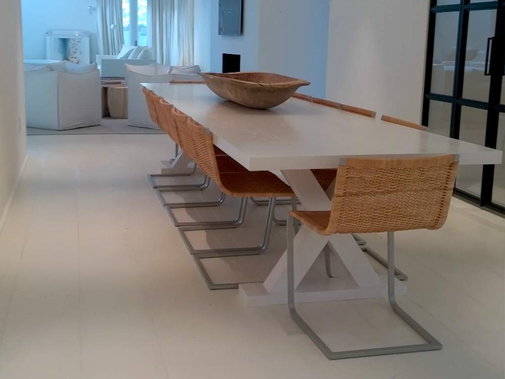 dining area with new flooring